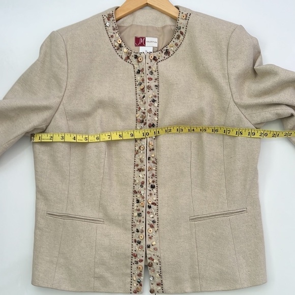 𝅺JM Collection Linen Cotton Blend Blazer Tan - Picture 4 of 7